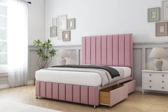 Comfort Beds Sara Plush Divan Base 2 Drawers - 54 Headboard-Footboard in Pink | Size: King