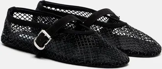 Alaia Ala&iuml;a Embellished fishnet ballet flats