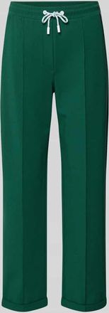 Marc Cain Straight Fit Stoffhose mit Ziern&auml;hten in Gruen, Gr&ouml;&szlig;e 34