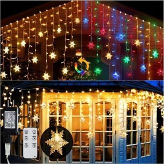 OEM Guirnalda De Luces Exteriores De 9 M - 360 Led De Colores - Resistente Al Agua Ip44 - 8 Modos De Iluminaci&oacute;n - Decoraci&oacute;n Navide&ntilde;a De Copos De Nieve