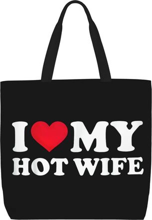 Generic Women Handbag I Love My Hot Wife Tote Bag Large Capacity Casual Shopping Bags, For Work, Daily, Wedding, School, Swim