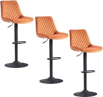 Ainpecca Ainpecca - Velvet Grey Bar Stools Set of 3 Modern Swivel Height Adjustable Barstools with Black Metal, Armless Large Padded Cushion Breakfast Counter