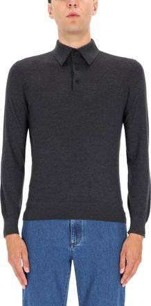 Ermenegildo Zegna Black Solid Shirt Collar Polo