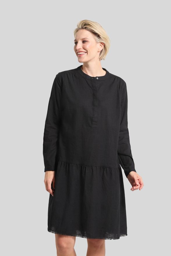 Sommerkleid BUGATTI, Damen, Gr. 34, Normalgr&ouml;ssen, schwarz, 50% Baumwolle, 50% Leinen, normal, Kleider Sommerkleid, mit verdeckter Knopfleiste
