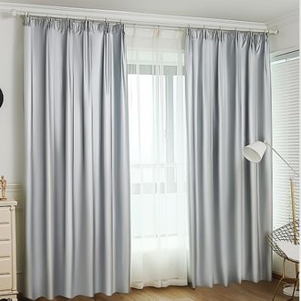 No Brand Cortinas De Seda Artificial Gris Plateada - 2 Piezas - 140 X 220 Cm Cada Una - Con Abertura Para Barra - Opacas - Para Dormitorio Y Sala De Estar