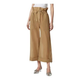 Pinko Pinko, Dames, Broeken, Beige, Maat: XS Satijn