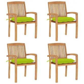 vidaXL Vidaxl - Sillas De Jard&iacute;n Apilables 4 Uds Madera De Teca Con Cojines