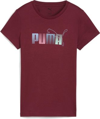 Puma T-Shirt PUMA GRAPHIC STACKED TEE, Damen, Gr. S, ruby shimmer, Jersey, Obermaterial: 100% Baumwolle, bedruckt, regular fit normal, Rundhals, Shirts T-S