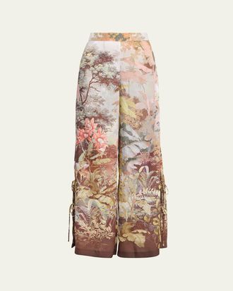 Kobi Halperin Helena Wide-Leg Botanical-Print Pants