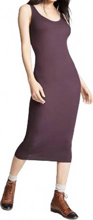 Enza Costa Silk Rib Tank Midi Dress In Dk Plum