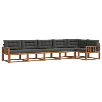 vidaXL Conjunto De Sof&aacute;s De Exterior 6 Pcs Natural Y Antracita Vidaxl