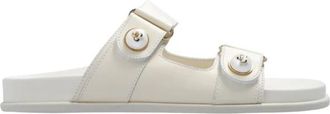 Jimmy Choo London Fayence Sandaal - Dames - Sandalen - Beige - 40 1/2 EU - Leer - Schoenen