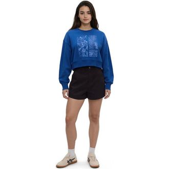 tentree Framed Haitian Blooms Oversized Crop Crew in Nightfall/high Tide at Nordstrom, Size X-Large