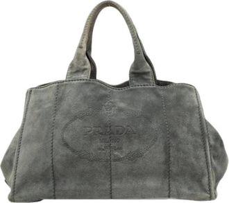Prada Pre-owned Suede Tote - Dames - Vintage Handtas - Grijs - ONE Size - Leer - Vintage