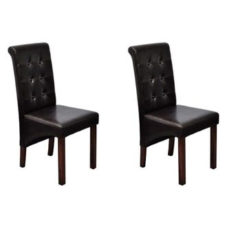 vidaXL Vidaxl - Sillas De Comedor 2 Unidades Cuero Sint&eacute;tico Marr&oacute;n