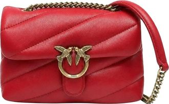 Pinko Red Quilted Leather Love Puff Shoulder Bag