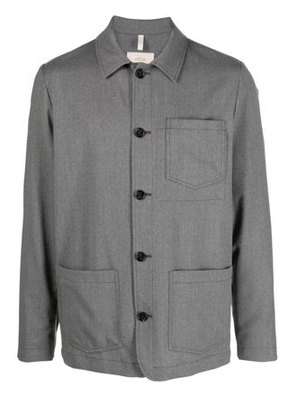 Altea button-up virgin-wool blend shirt jacket - Grey