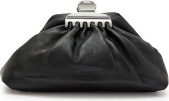 Marc Jacobs The Claw Clip Small Leather Clutch - Black - One Size
