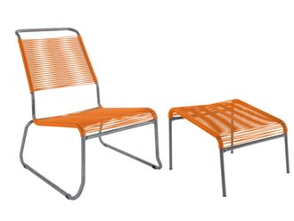 Schubiger M&ouml;bel Spaghetti-Kufen-Lounger-Hochlehner + Hocker S&auml;ntis