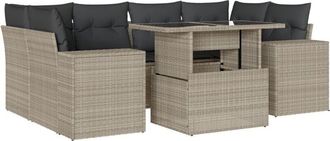 vidaXL Set De Sof&aacute;s De Jard&iacute;n 7 Pzas Con Cojines Rat&aacute;n Pe Gris Claro Vidaxl