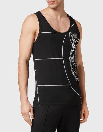 Plein Sport Tank Top Tiger Men in Black/white at Nordstrom, Size Xxx-Large
