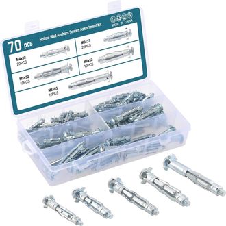OEM Kit Surtido De 70 Tornillos, Anclajes Para Paredes Huecas, Perfectos Para Fijar Paneles De Yeso, Placas De Yeso Y Revestimientos A Paredes O Techos. T