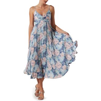 ASTR the Label Maeve Midi Dress in Blue Multi Abstract at Nordstrom, Size X-Small