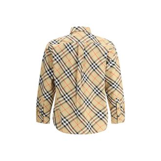 Burberry Mens Beige Cotton Pattern Shirt
