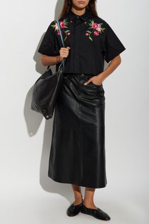 Kenzo Shirt With Colorful Embroidery, Womens, Black