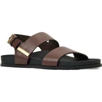 Aquatalia Irma Weatherproof Quarter Strap Sandal in Brown Calf at Nordstrom, Size 7.5