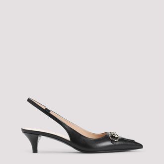 Gucci Black Leather Slingback Heels