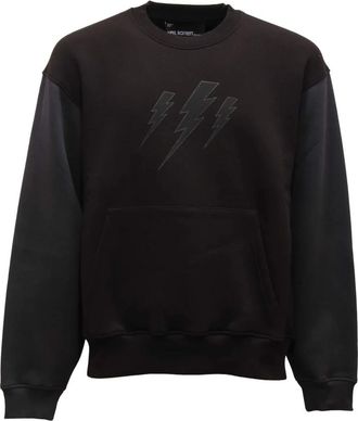 Neil Barrett Grijze Sweatshirt met Fleece Voering - Heren - Sweatshirts - Zwart - S - Leer - Hoodies & sweatvesten