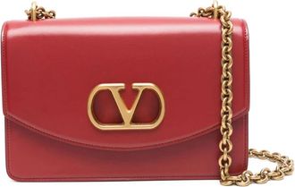 Valentino Garavani Rode Schoudertas met Kettingriem - Dames - Schoudertassen - Rood - ONE Size - Tassen