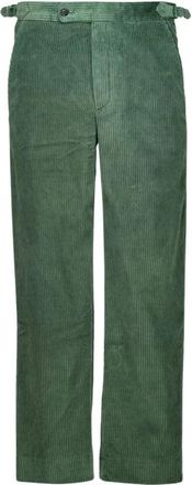 Bode Corduroy Broek met Zijgesp - Heren - Straight fit broeken - Groen - W32 - Katoen - Broeken
