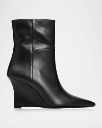Stuart Weitzman 85mm Vinnie Leather Wedge Booties