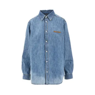 Miu Miu Logo embroidery chambray denim shirt Woman 38