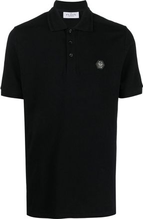 Philipp Plein Stars print polo shirt - men - Cotton - S - Black