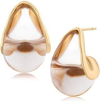 Jardin Modern Sculpted Lucite Stud Earrings in Clear/Gold at Nordstrom Rack