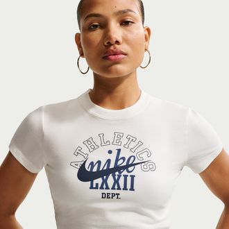 Nike Womens Nike Sportswear Chill Knit Slim Cropped T-Shirt in White | IR7840-133