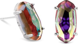 Kendra Scott Womens Betty Rhodium Earrings In Dichroic Glass