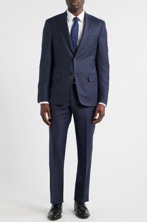 Samuelsohn Essentials Blue M&eacute;lange Wool Suit at Nordstrom, Size 40Regular