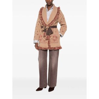 Alanui Cashmere Bandana Print Cardigan - Beige