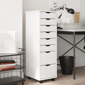 Berkfield Home Rolling Cabinet with Drawers MOSS White Solid Wood Pine
