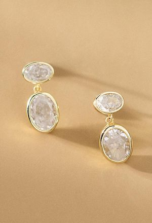 Shashi Oval Bezel Drop Earrings