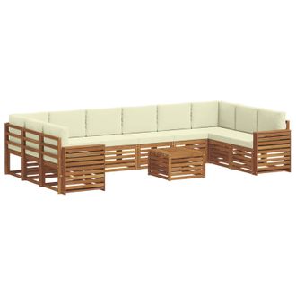 vidaXL Conjunto De Sof&aacute;s De Exterior Con Coj&iacute;n 11 Pcs Natural Y Crema Vidaxl