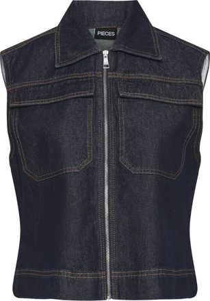 Pieces Womens Pcnevin SL Vest, Dark Denim Blue, XS