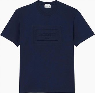 Lacoste Mens Lacoste Mens Navy Embossed T-shirt - Size: 46