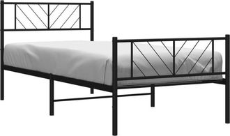 vidaXL Metal Bed Frame without Mattress with Footboard Black 100x200cm Vidaxl