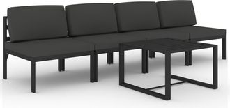 vidaXL Set Muebles De Jard&iacute;n 5 Pzas Y Cojines Aluminio Gris Antracita Vidaxl