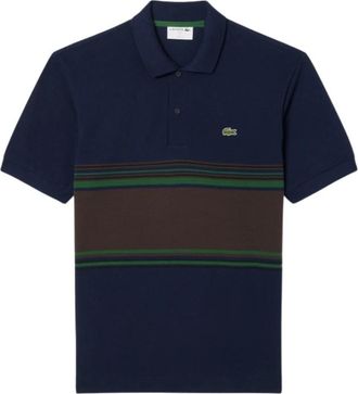 Lacoste Kort Mouw Polo met Geribbelde Kraag - Heren - Polos - Blauw - M - Katoen - Tops